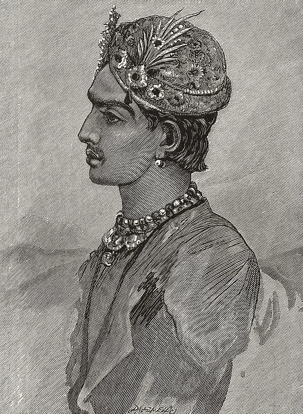 Maharaja Mangal Singh Prabhakar, 1859-1892. 6th Maharaja Of Alwar. From The Magazine Of Art Published1878