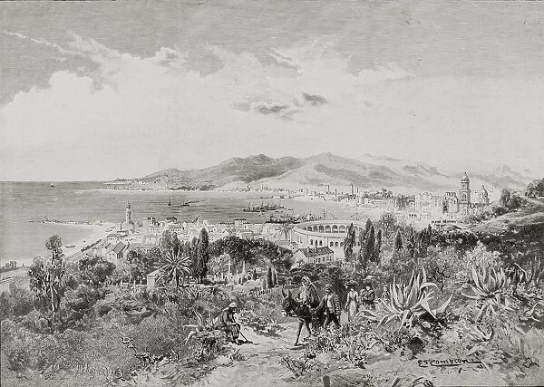 Malaga, Spain Looking West, By Edward T. Compton (1849-1921) From The Picturesque Mediterranean Circa 1890