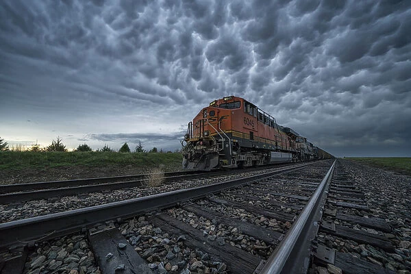 Mammatus Clouds over a freight train