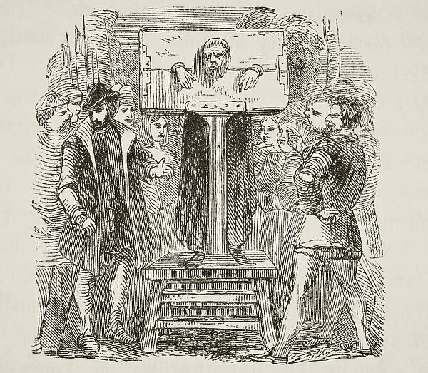 Man Locked In A Pillory. From The National And Domestic History Of England By William Aubrey Published London Circa 1890