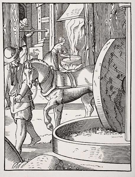 The Manufacture Of Oil. 19Th Century Copy Of Work Drawn And Engraved By Jost Amman In 16Th Century