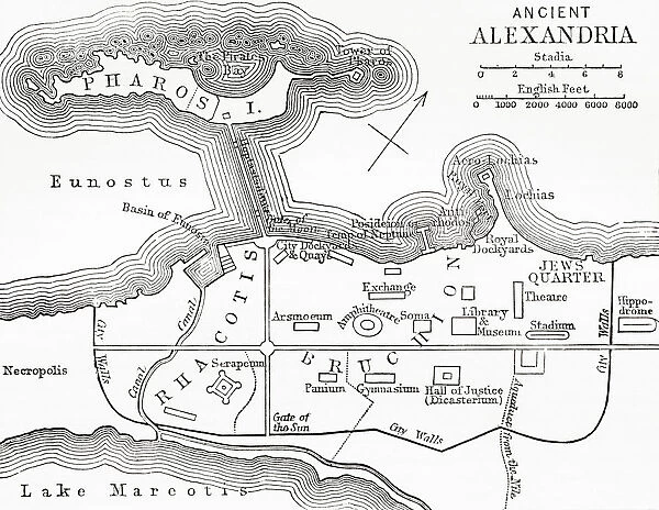 Map Of Ancient Alexandria, Egypt. From The Imperial Bible Dictionary, Published 1889