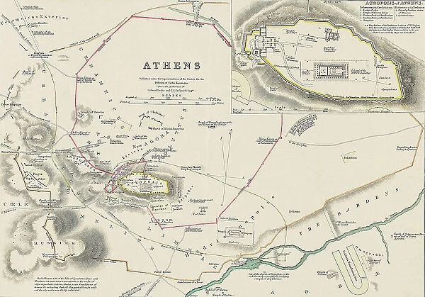 na. A map of ancient Athens, Greece, showing the location of ruins