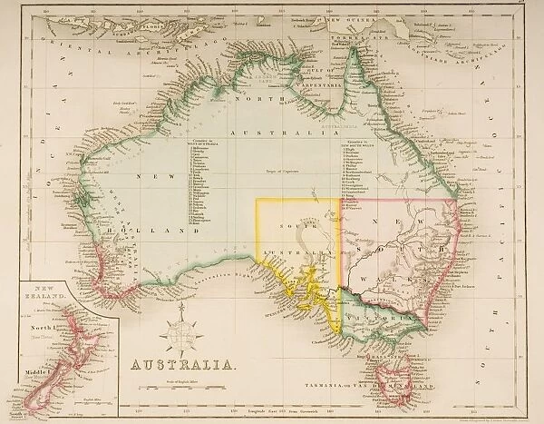 Map Of Australia And New Zealand. Drawn And Engraved By J. Archer, Pentonville, London, C. 1830