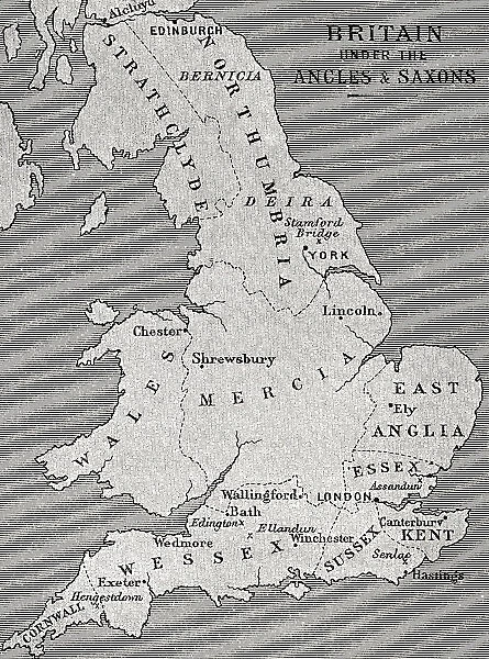 Map Of Britain Angles Saxons Early Middle Ages