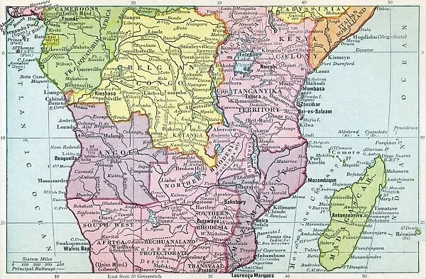 Map Of Central Africa Circa 1930. From The Modern Atlas Of The World Published Circa 1930