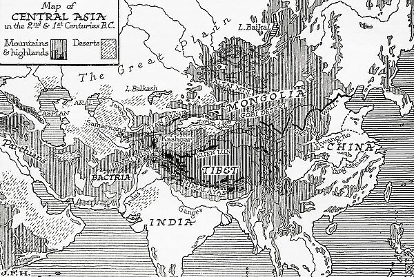 Map Central Asia 2nd Century 1st Century BC B. C