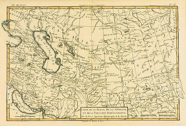 Map Of Central Asia, Circa. 1760. From 'Atlas De Toutes Les Parties Connues Du Globe Terrestre 'By Cartographer Rigobert Bonne. Published Geneva Circa. 1760