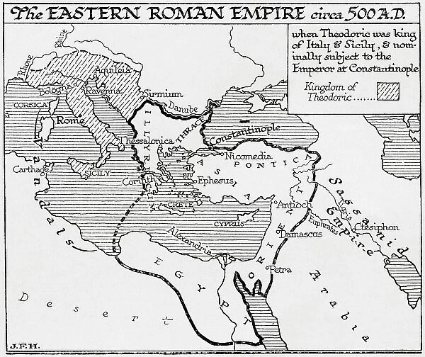 Map Eastern Roman Empire C. 500 AD Theodoric