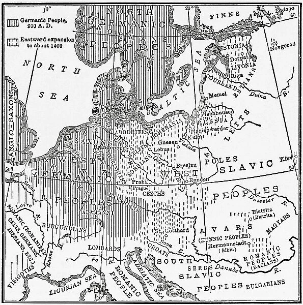 Map Europe Eastward Expansion Germans Before 900