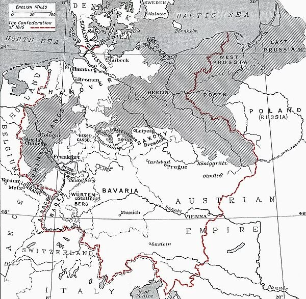 Map Of Germany In 1815. From The Book Europe In The Nineteenth Century An Outline History, Published 1916