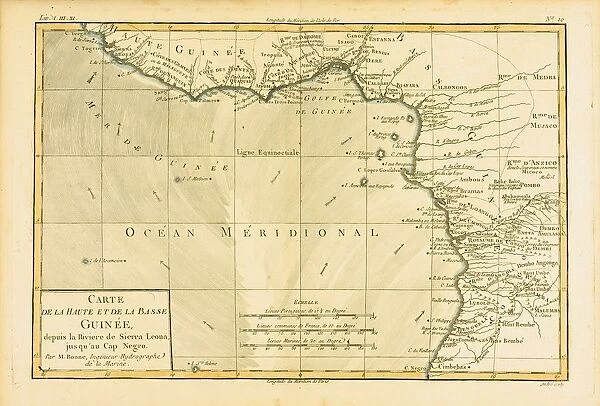 Map Of Guinea, Circa. 1760. From 'Atlas De Toutes Les Parties Connues Du Globe Terrestre 'By Cartographer Rigobert Bonne. Published Geneva Circa. 1760