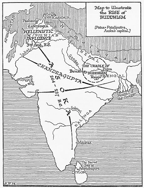 Map Illustrating Rise Buddhism India Indian South Asia