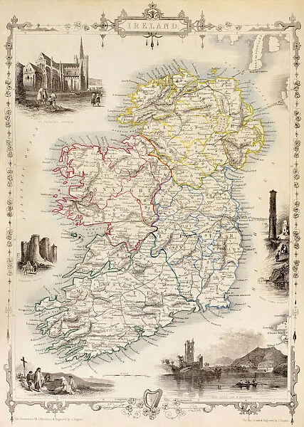 Map Of Ireland From The History Of Ireland By Thomas Wright, Published In London Circa 1854