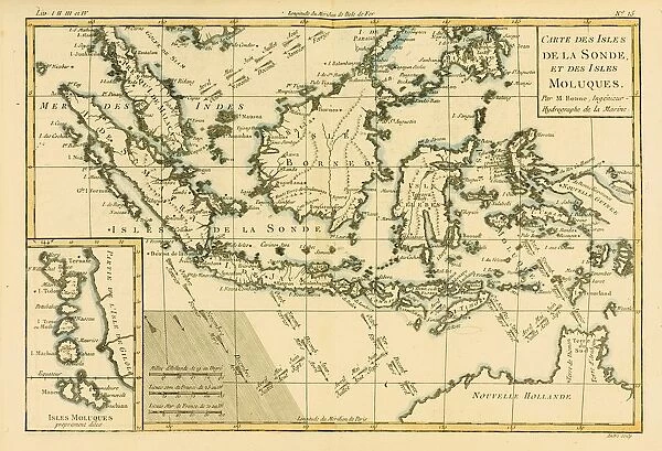 Map Of The Isles Of Sunda And The Moluccas Circa. 1760. From 'Atlas De Toutes Les Parties Connues Du Globe Terrestre 'By Cartographer Rigobert Bonne. Published Geneva Circa. 1760