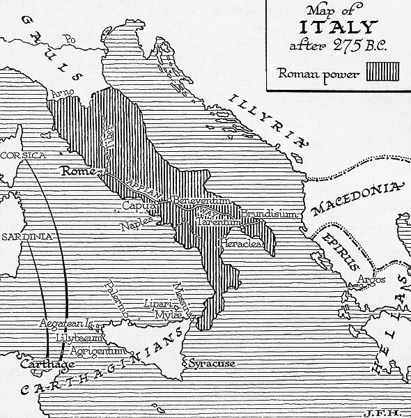 Map Italy After 275 BC B. C. 3rd Century Italian