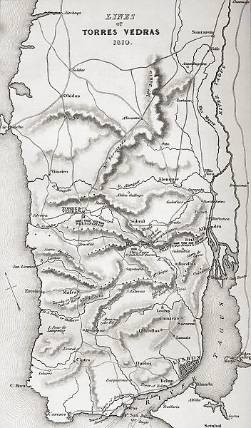 Map Of The Lines Of Torres Vedras, Portugal, 1810. From Life And Campaigns Of Arthur Duke Of Wellington, Published 1841