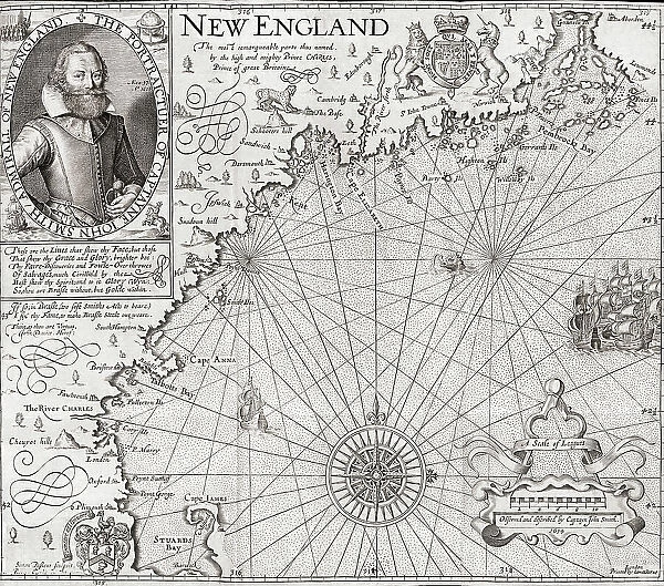 Map New England John Smith Portrait The Generall Historie
