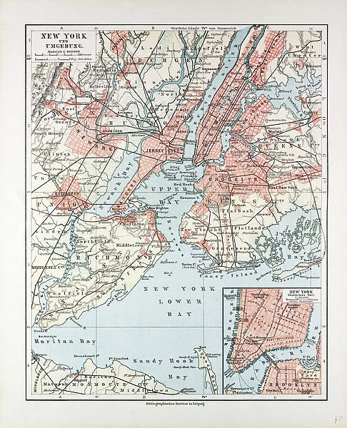 Map Of New York, United States Of America, 1899