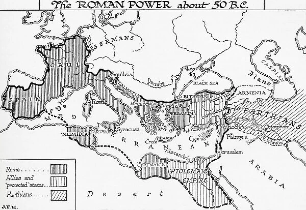 Map Power Rome C. 50BC B. C. Italy Italian Cartography