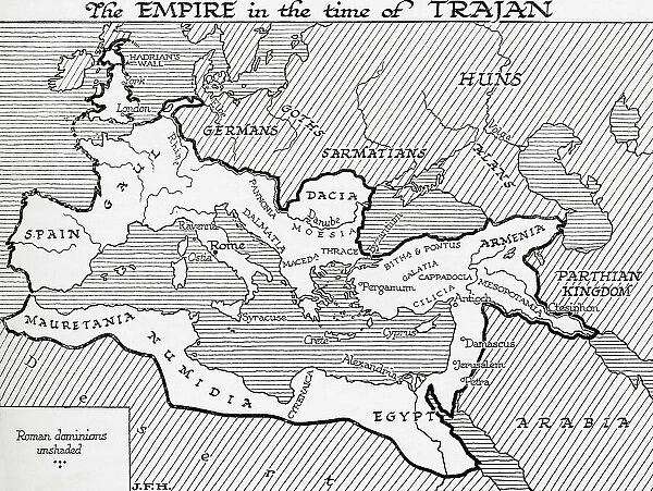 Map Roman Empire Dominions Time Trajan 1st Century AD