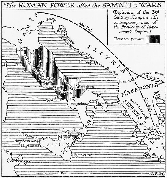 Map Roman Power After Samnite Wars 3rd Century BC