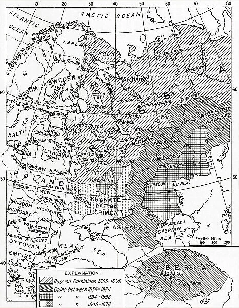 Map Russia Russian Dominions 16th Century 17th Century