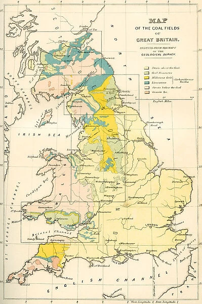Map Showing The Coalfields Of Great Britain In The 19th Century. From The National Encyclopaedia, Published C. 1890