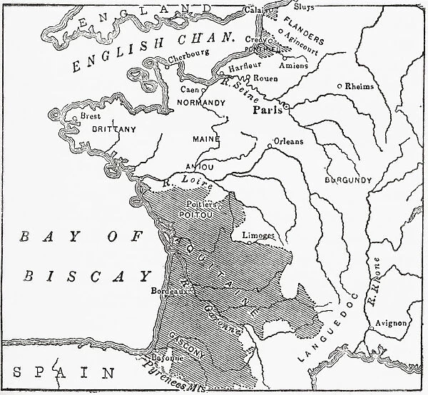 Map Showing The English Dominions In France At The Time Of The Treaty Of Br