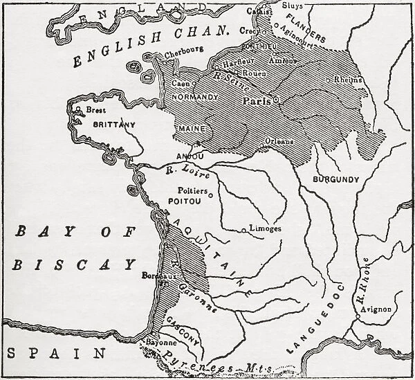 Map Showing French Territory Held By The English When Jeanne D arc Appeared, 1429. Illustrated Easy Stories From English History