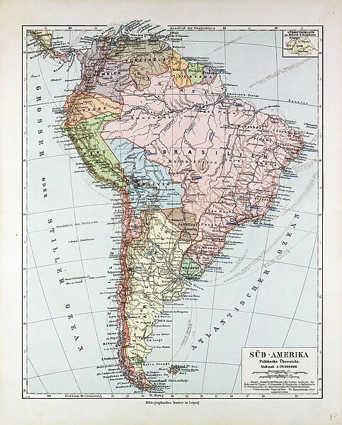 Map Of South America, 1899