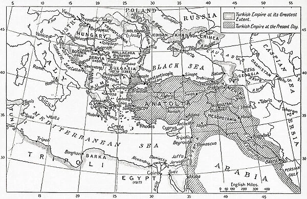 Map Turkey Turkish Outbreak WWI World War One