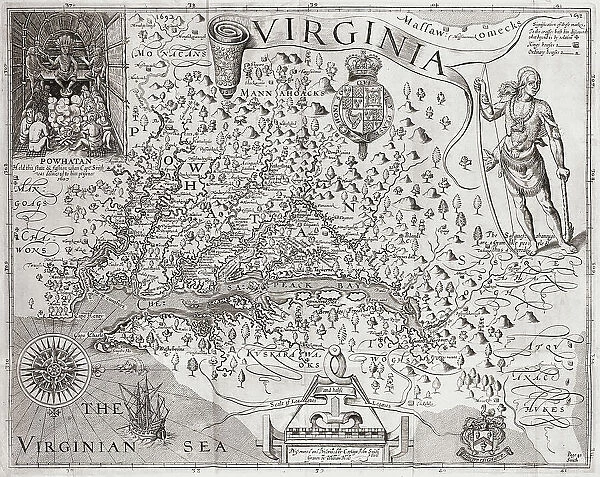 Map Virginia 1606 17th Century Captain John Smith