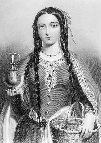 Matilda Of Scotland Aka Edith, C. 1079  /  80-1118. Queen Of Henry I Of England. Engraved By W. H. Mote After J. W. Wright. From The Book The Queens Of England, Volume I By Sydney Wilmot. Published London Circa. 1890