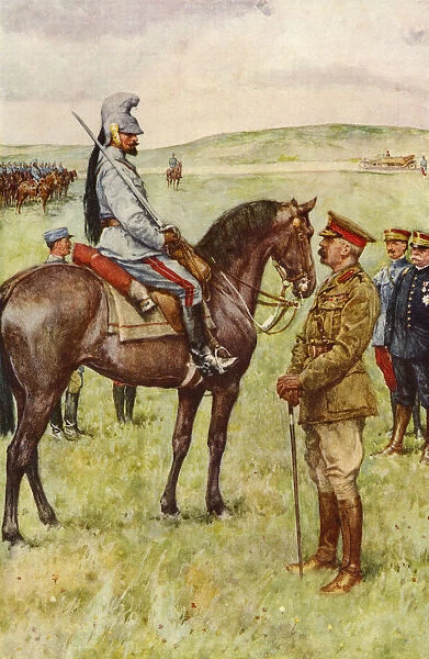 The Meeting In France Between Lord Kitchener And General Baratier. After A Drawing By W. Paget. Field Marshal Horatio Herbert Kitchener, 1st Earl Kitchener, 1850
