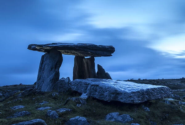 Megalithic portal tomb of Poulnabrone at dawn, County Clare, Ireland
