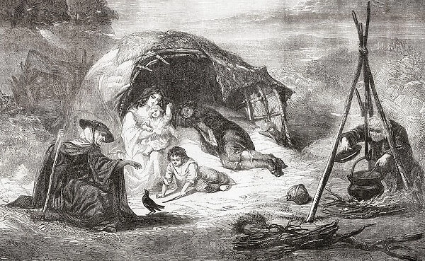 A mid-19th century Gypsy encampment. From L'Univers Illustre, published Paris, 1859