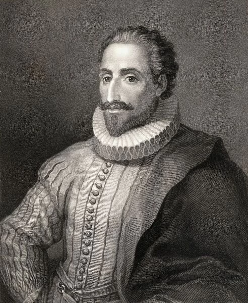 Miguel De Cervantes Saavedra 1547-1616. Spanish Writer. From The Book 'Gallery Of Portraits'Published London 1833
