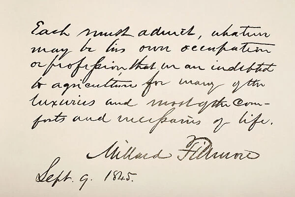 Millard Fillmore, 1800 - 1874. 13Th President Of The United States Of America. Hand Writing Sample