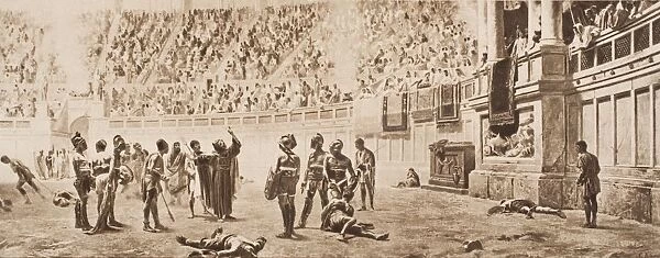 The Monk Almachis Attempting To Stop The Gladiatorial Combat. From The Picture By Professor Ademollo, From The Book The Outline Of History By H. G. Wells Volume 2, Published 1920