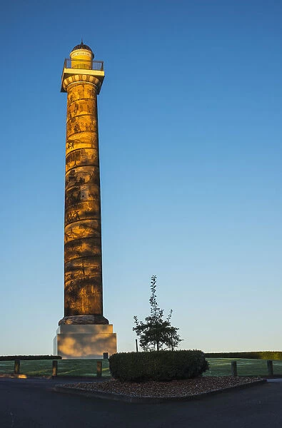 Morning Sunlight Illuminates The Astoria Column; Astoria, Oregon, United States Of America