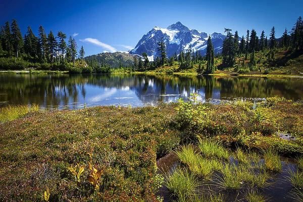 Mount Shuksan and lake reflections, Mount Baker National Recreation Area, Washington, USA