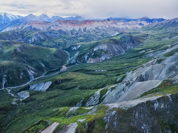 The mountains of Kluane National Park and Reserve seen from an aerial perspective; Haines Junction, Yukon, Canada