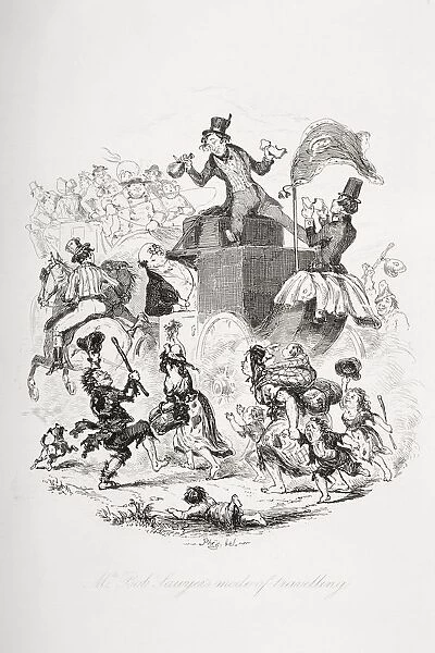 Mr. Bob Sawyers Mode Of Travelling. Illustration From The Charles Dickens Novel The Pickwick Papers By H. K. Browne Known As Phiz