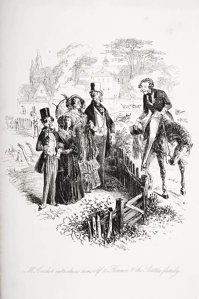 Mr Carker Introduces Himself To Florence And The Skettles Family. Illustration From The Charles Dickens Novel Dombey And Son By H. K. Browne Known As Phiz