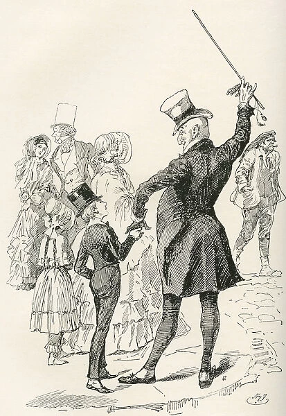 Mr. Micawber Takes David Home. 'We Walked To Our House Together, Mr. Micawber Impressing The Names Of Streets, And The Shapes Of Corner Houses Upon Me, As We Went Along. 'Illustration By Harry Furniss For The Charles Dickens Novel David Copperfield, From The Testimonial Edition, Published 1910