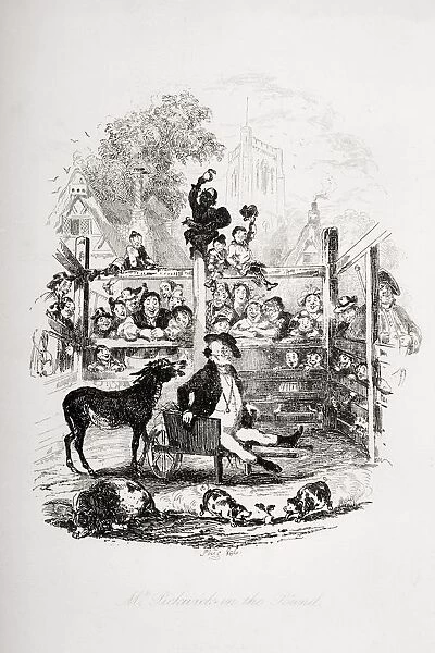 Mr. Pickwick In The Pound. Illustration From The Charles Dickens Novel The Pickwick Papers By H. K. Browne Known As Phiz