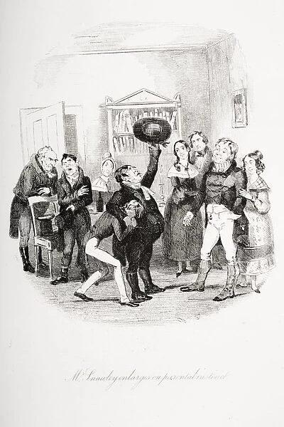 Mr. Snawley Enlarges On Parental Instinct. Illustration From The Charles Dickens Novel Nicholas Nickleby By H. K. Browne Known As Phiz
