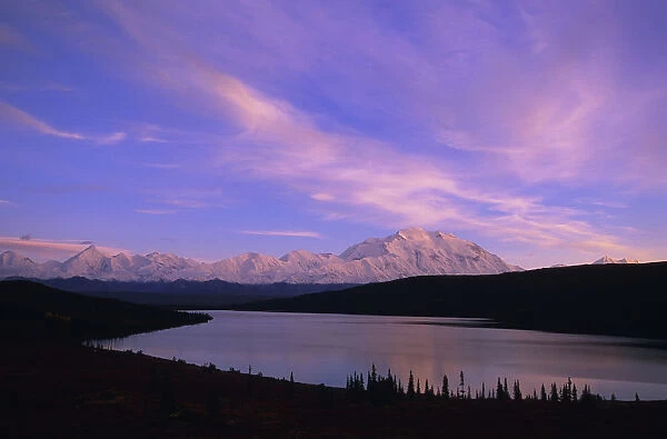 Mt Mckinley & Ak Range Reflects In Wonder Lake Alaska In Denali Np Autumn