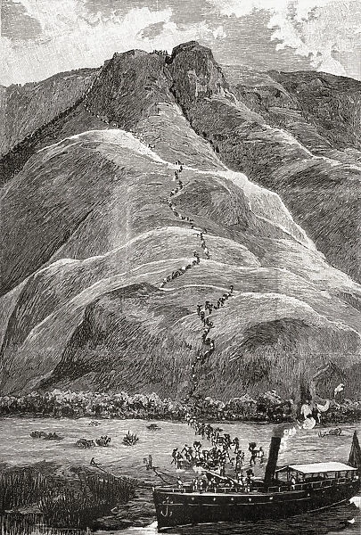 Natives Climbing The Plateau Slopes At Kavalli From The Camp At Lake Albert During Sir Henry Morton Stanleys Emin Pasha Relief Expedition, In Africa In 1889. From In Darkest Africa By Henry M. Stanley Published 1890